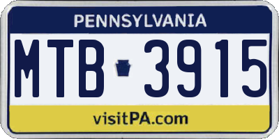 PA license plate MTB3915