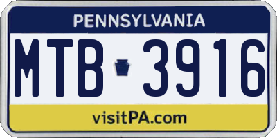 PA license plate MTB3916