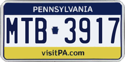 PA license plate MTB3917