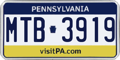 PA license plate MTB3919