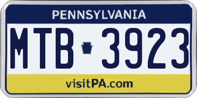 PA license plate MTB3923