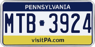 PA license plate MTB3924