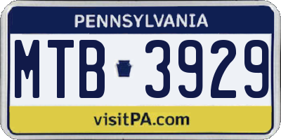 PA license plate MTB3929