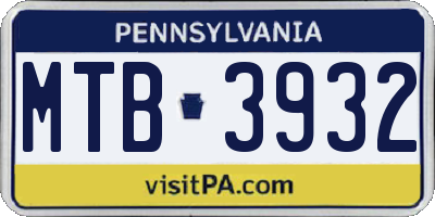 PA license plate MTB3932
