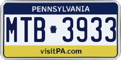 PA license plate MTB3933