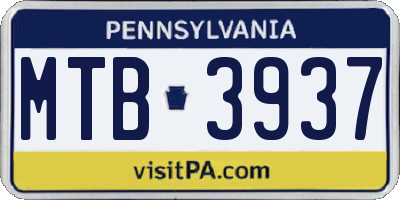 PA license plate MTB3937