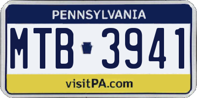 PA license plate MTB3941