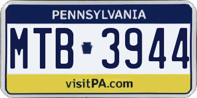 PA license plate MTB3944
