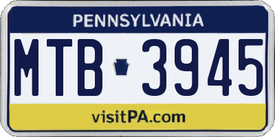 PA license plate MTB3945