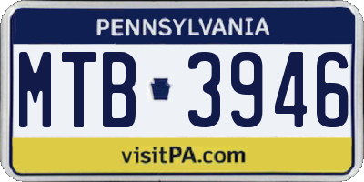PA license plate MTB3946