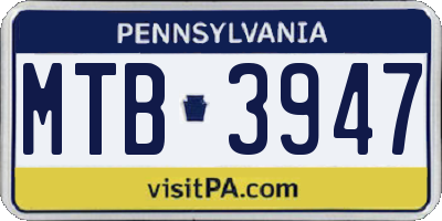 PA license plate MTB3947