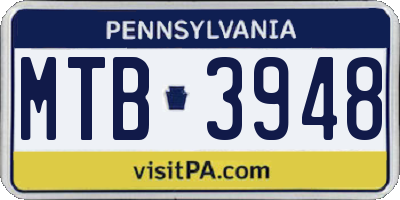 PA license plate MTB3948
