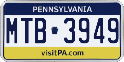 PA license plate MTB3949
