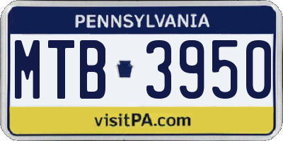 PA license plate MTB3950