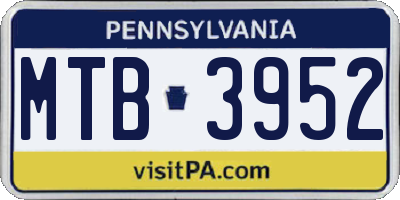 PA license plate MTB3952