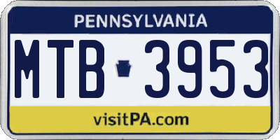 PA license plate MTB3953