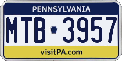 PA license plate MTB3957