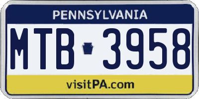 PA license plate MTB3958