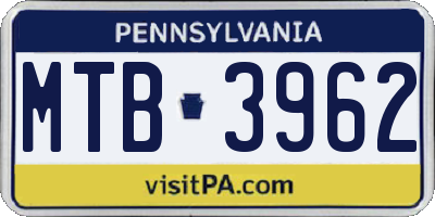 PA license plate MTB3962