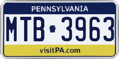 PA license plate MTB3963