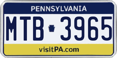 PA license plate MTB3965