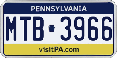 PA license plate MTB3966