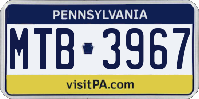PA license plate MTB3967