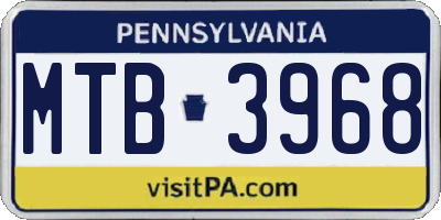 PA license plate MTB3968