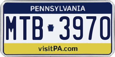 PA license plate MTB3970