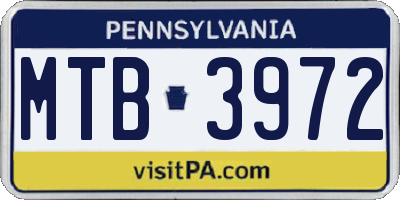 PA license plate MTB3972
