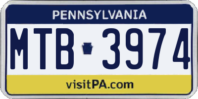 PA license plate MTB3974