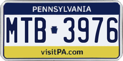 PA license plate MTB3976