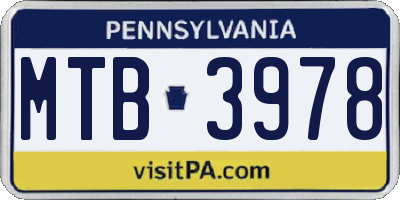PA license plate MTB3978