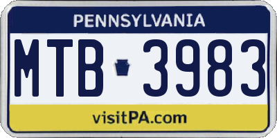 PA license plate MTB3983
