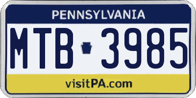 PA license plate MTB3985