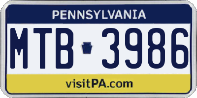 PA license plate MTB3986