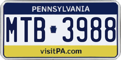 PA license plate MTB3988
