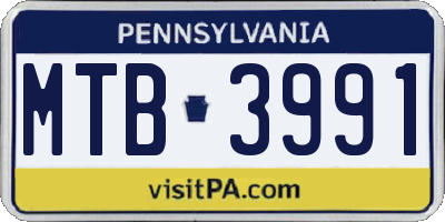 PA license plate MTB3991