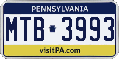 PA license plate MTB3993
