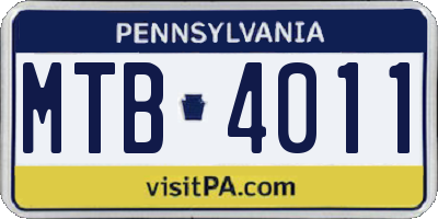 PA license plate MTB4011