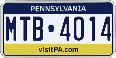 PA license plate MTB4014