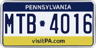 PA license plate MTB4016