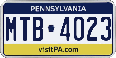 PA license plate MTB4023