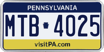PA license plate MTB4025