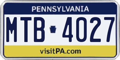 PA license plate MTB4027