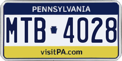 PA license plate MTB4028
