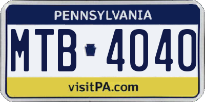PA license plate MTB4040