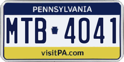 PA license plate MTB4041