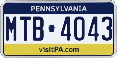 PA license plate MTB4043