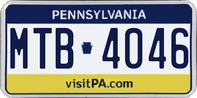 PA license plate MTB4046